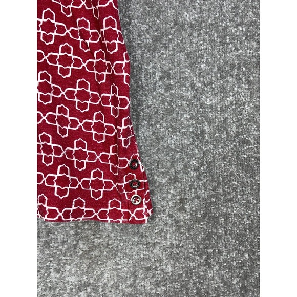 Croft & Barrow Square Neck Geometric Short Sleeve Top Womens Size XL Red White - Picture 5 of 7